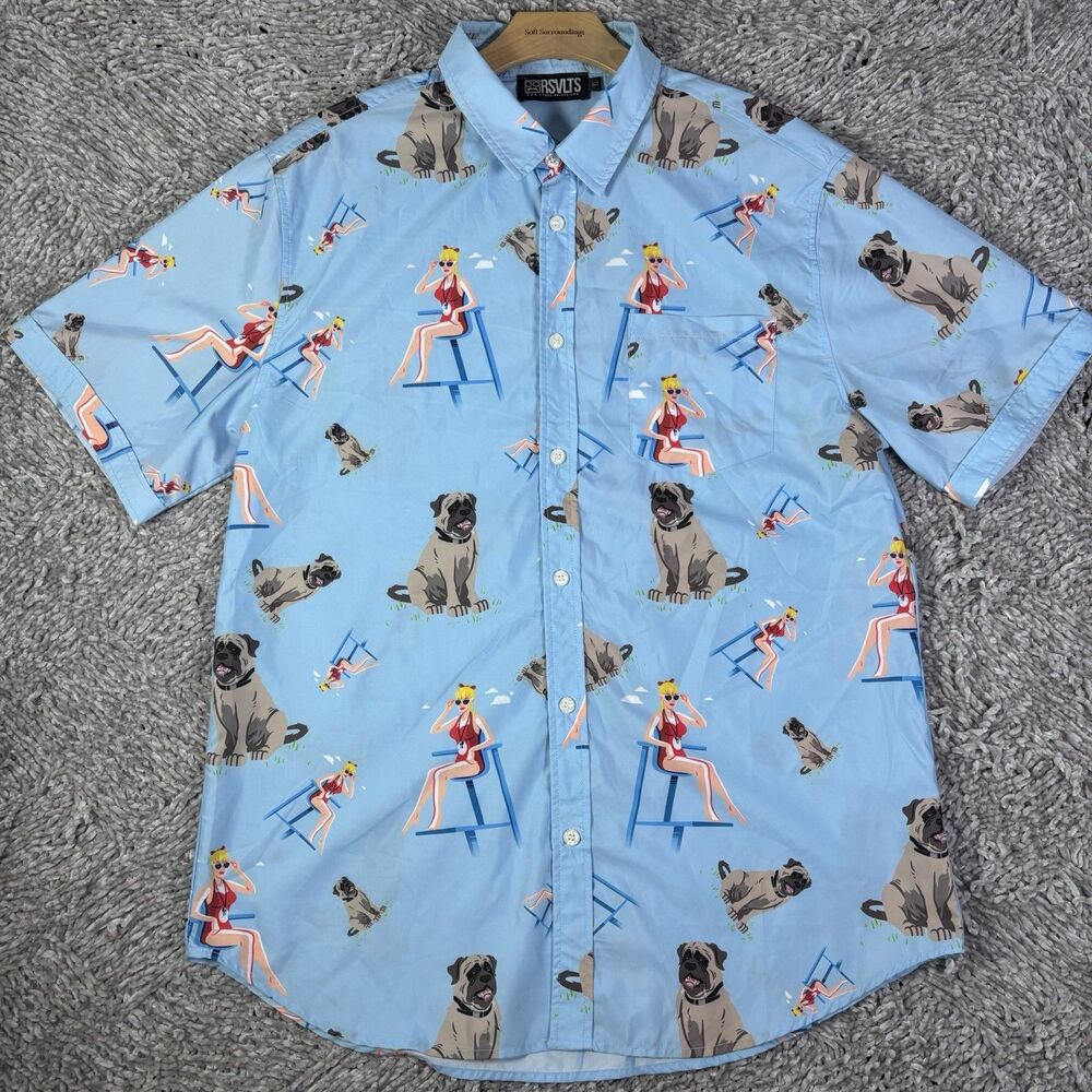 RSVLTS The Sandlot Wendy Peffercorn The Beast KUNUFLEX Shirt Mens XL Blue 90s